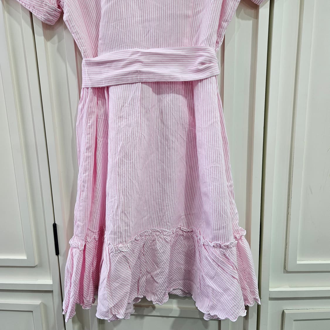 핑크 스트라이프 반팔 셔츠 원피스 상품이미지6