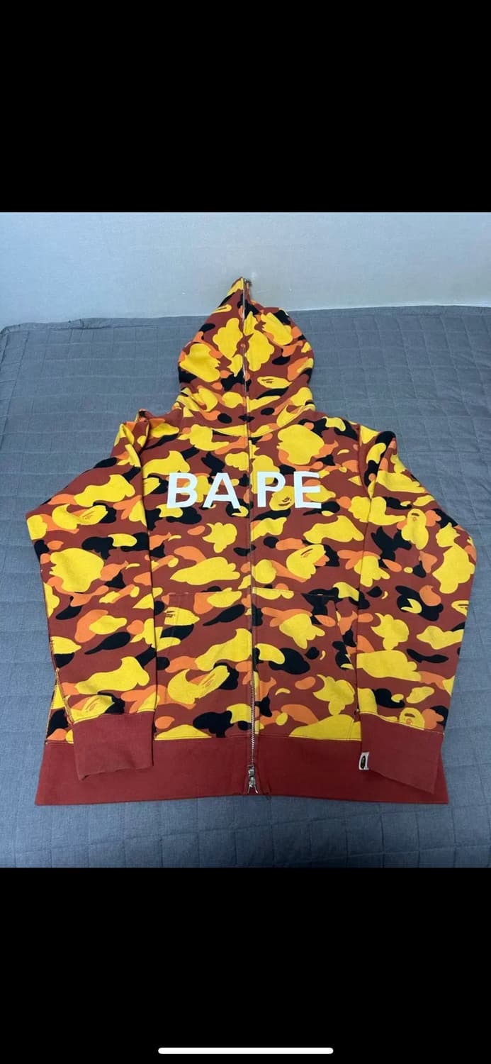 [XL] 베이프 옐로우 로고 카모 후드집업 상품이미지1