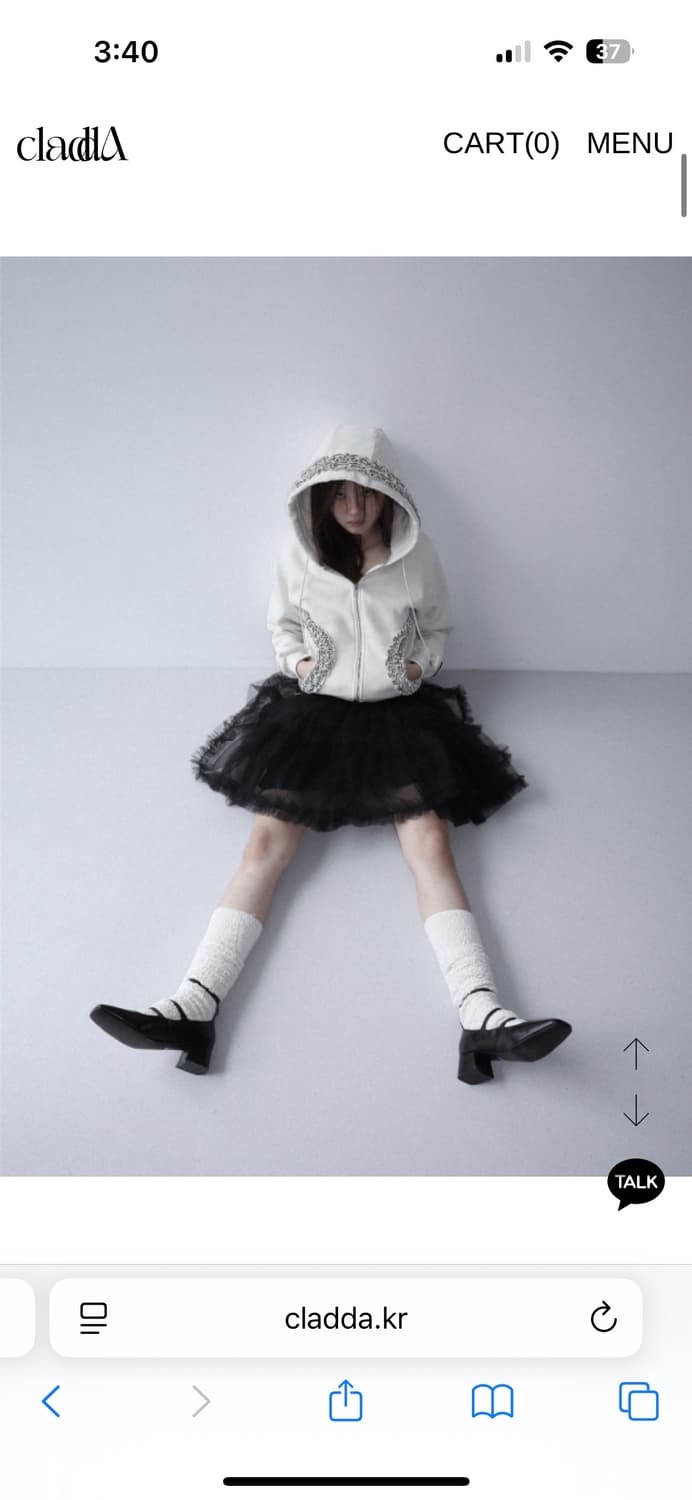 클라따 윈터 프릴 후드 집업 아이보리 상품이미지2