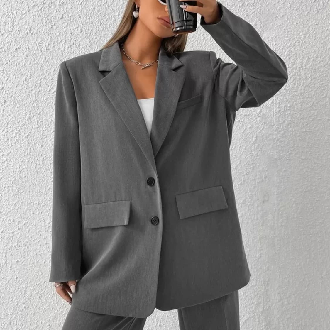 Shein 그레이 블레이저 L 상품이미지3
