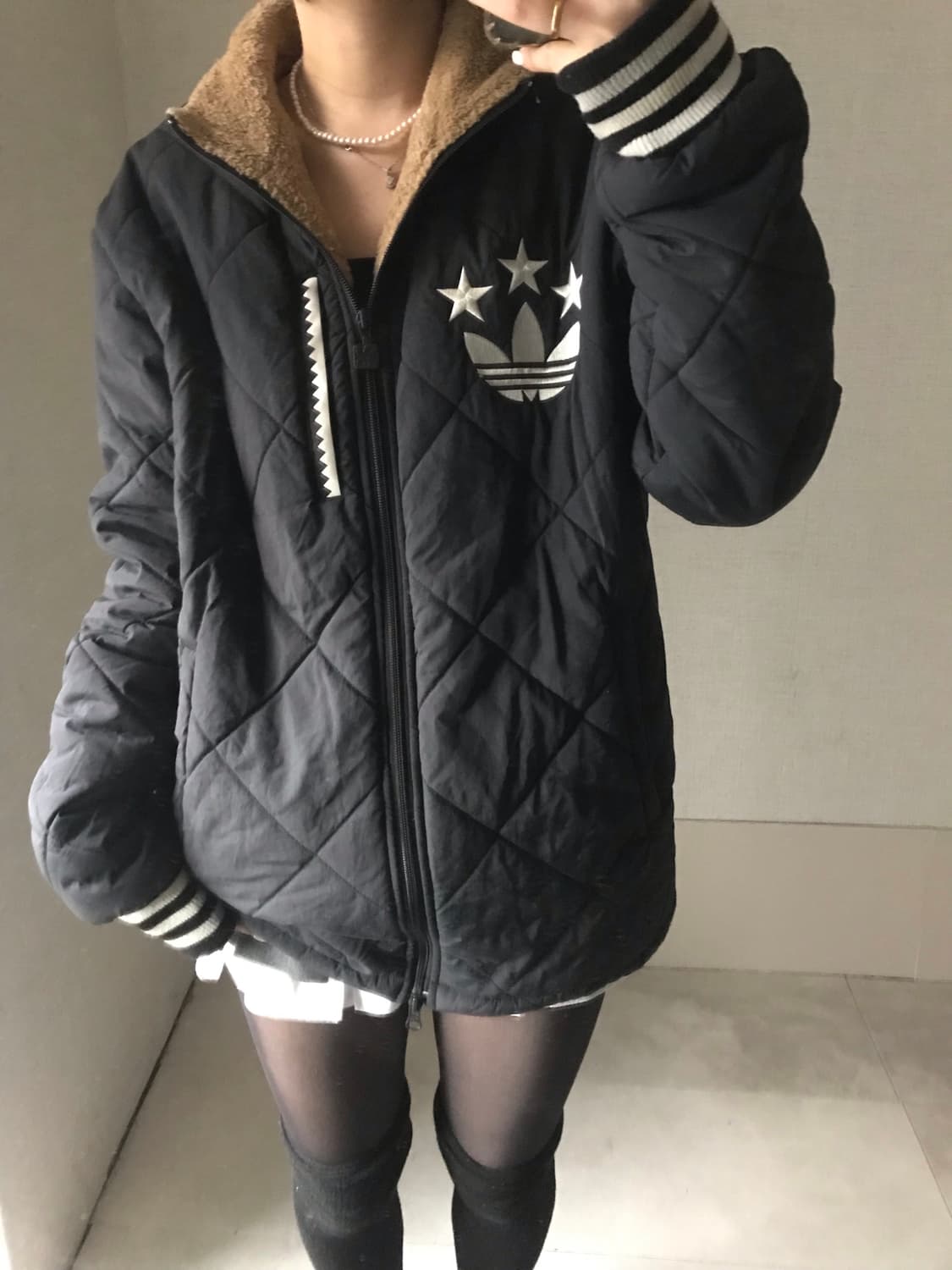 아디다스 블랙 투웨이 패딩 상품이미지4