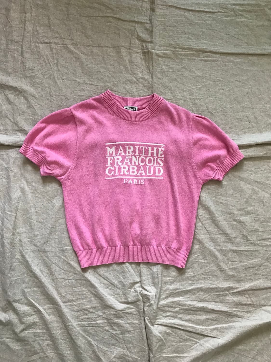 마리떼 프랑소와 저버 중앙로고 핑크 반팔 니트 상품이미지5