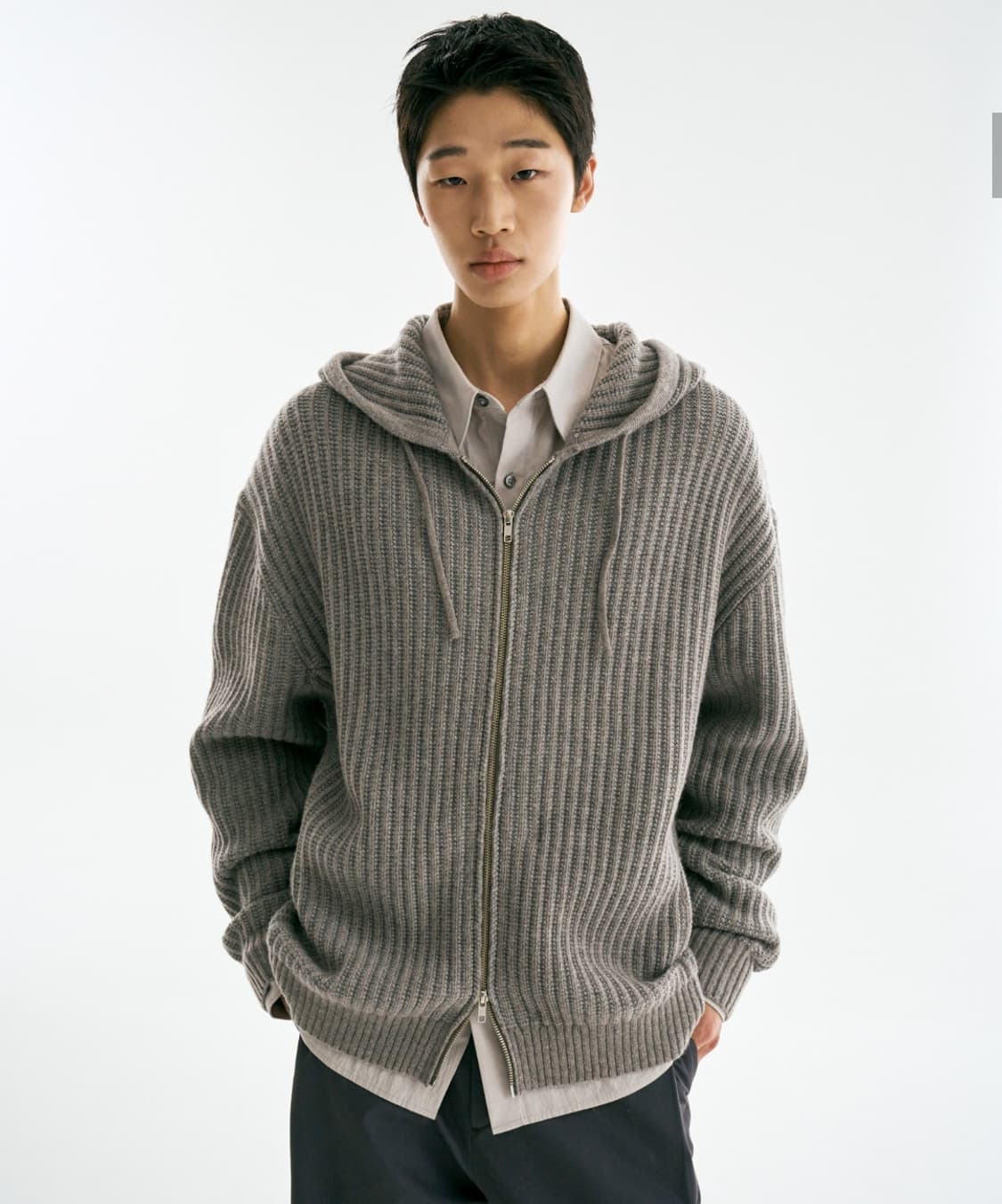 더니트컴퍼니 니트 후드 집업 가디건 L 상품이미지1