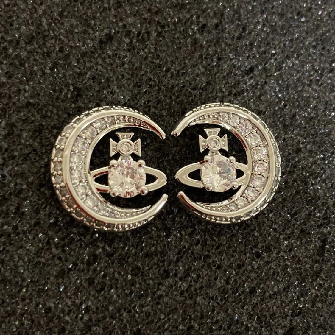 비비안웨스트우드 아카이브 실버 크리스탈 문스타 귀걸이 상품이미지1