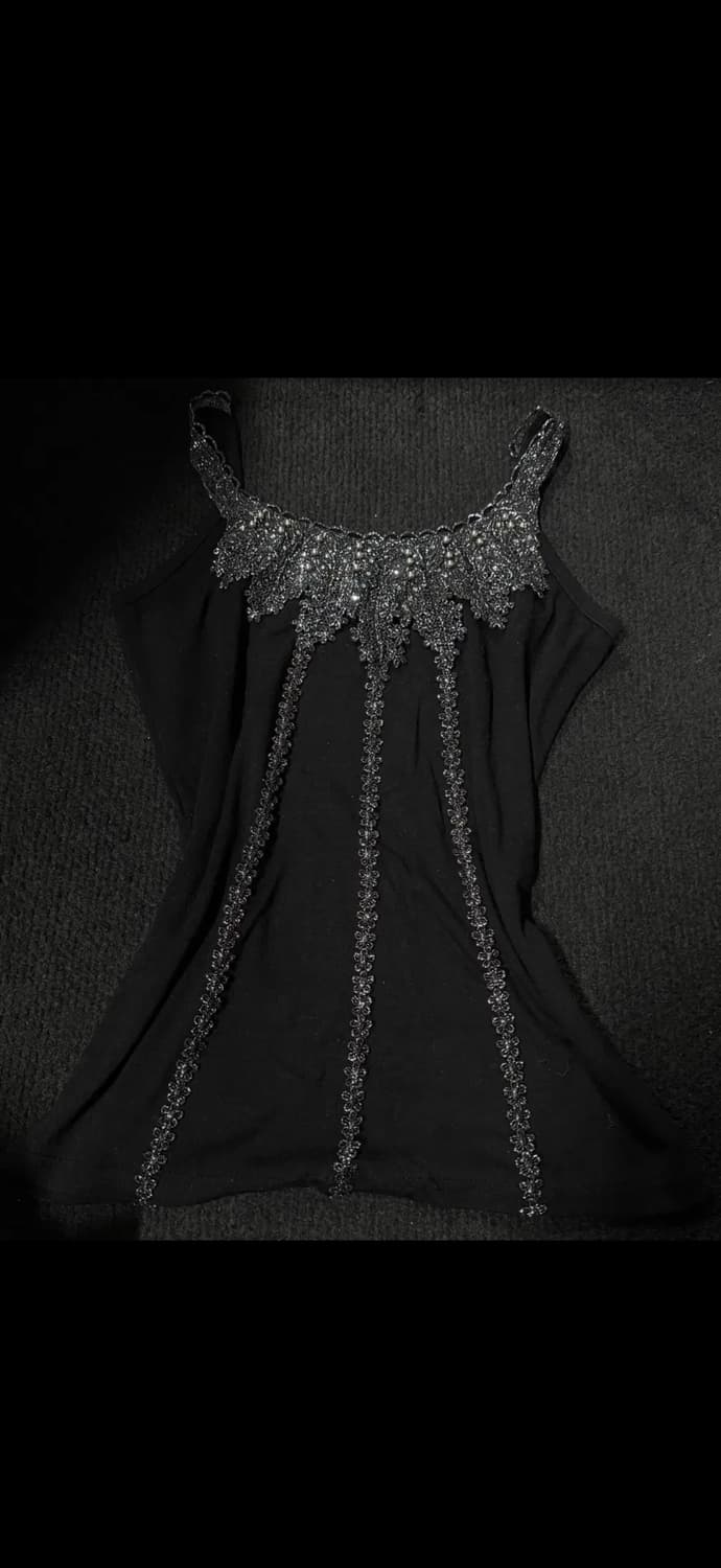 빈티지 오리엔탈 페어리 블랙 슬리브리스 나시 레이어룸 큐빈 오공이 상품이미지1