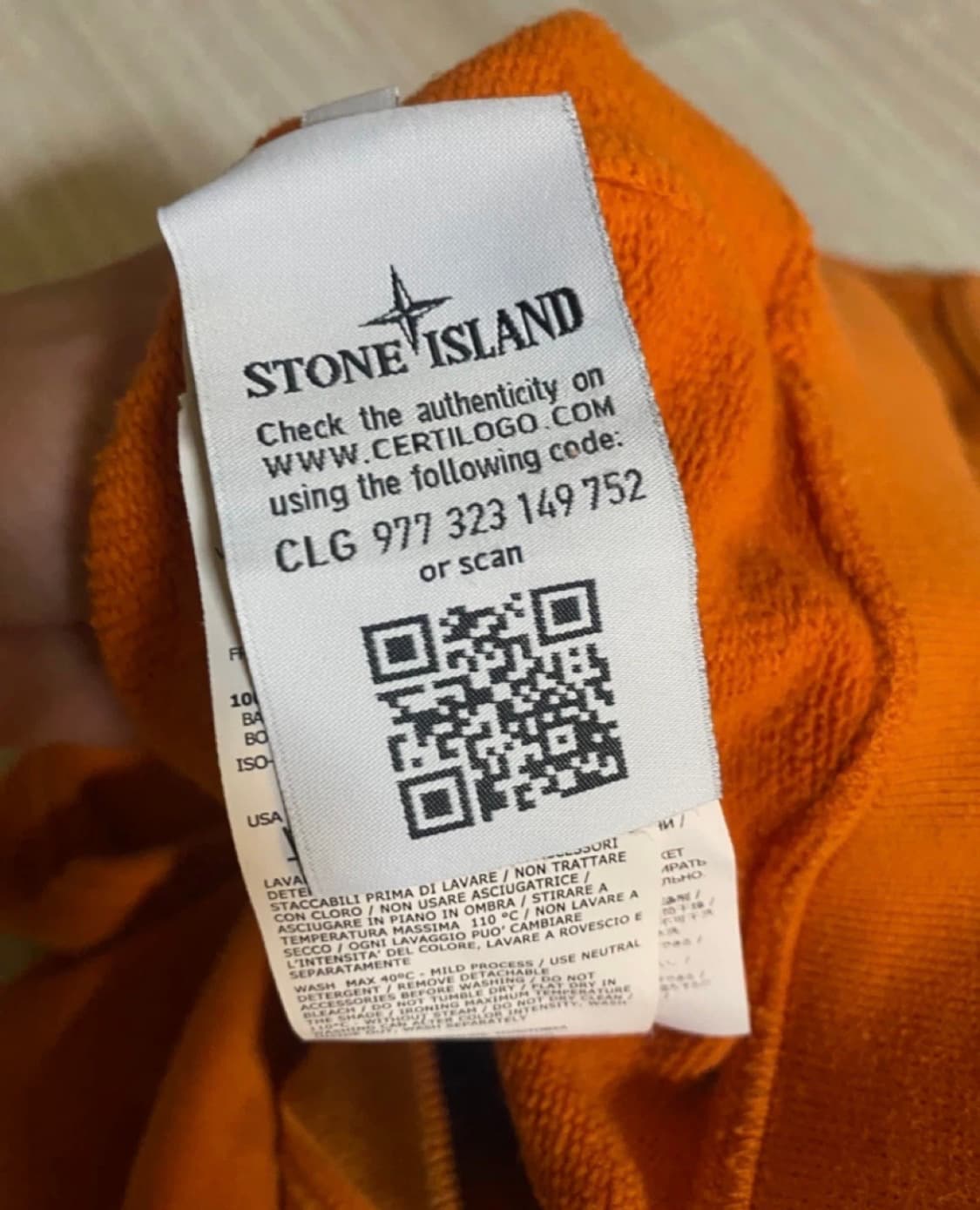 [S,L]스톤아일랜드 오렌지 크루넥 맨투맨 상품이미지4