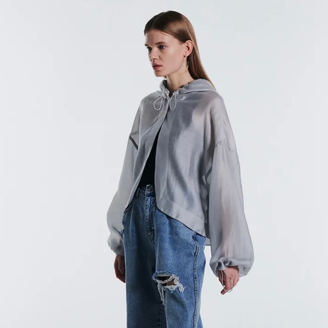 HOODED SHEER BOLERO JACKET 상품이미지4