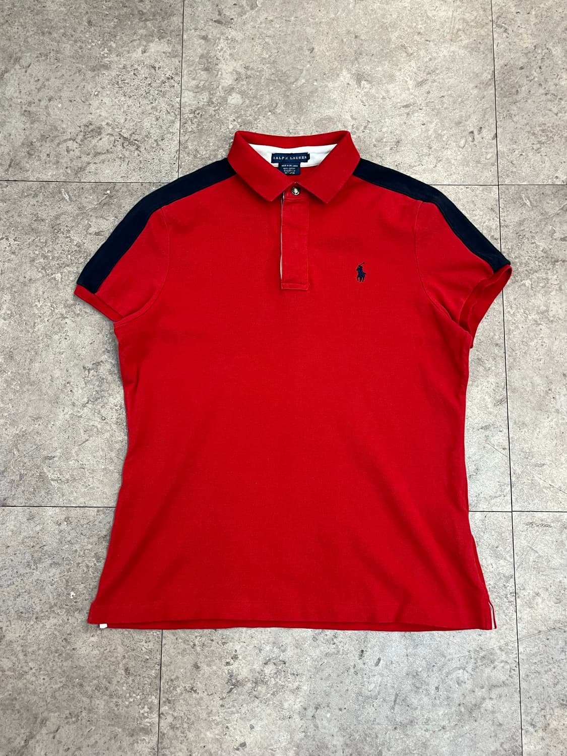  폴로 랄프로렌 배색 반팔 카라티 레드 L #csz3897 상품이미지4