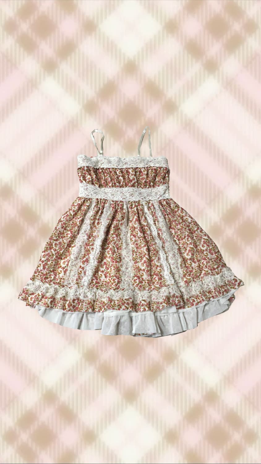 리즈리사 깔 플로럴 꽃 레이스 나시 끈 원피스 히메 갸루 러블리 로걀 상품이미지1