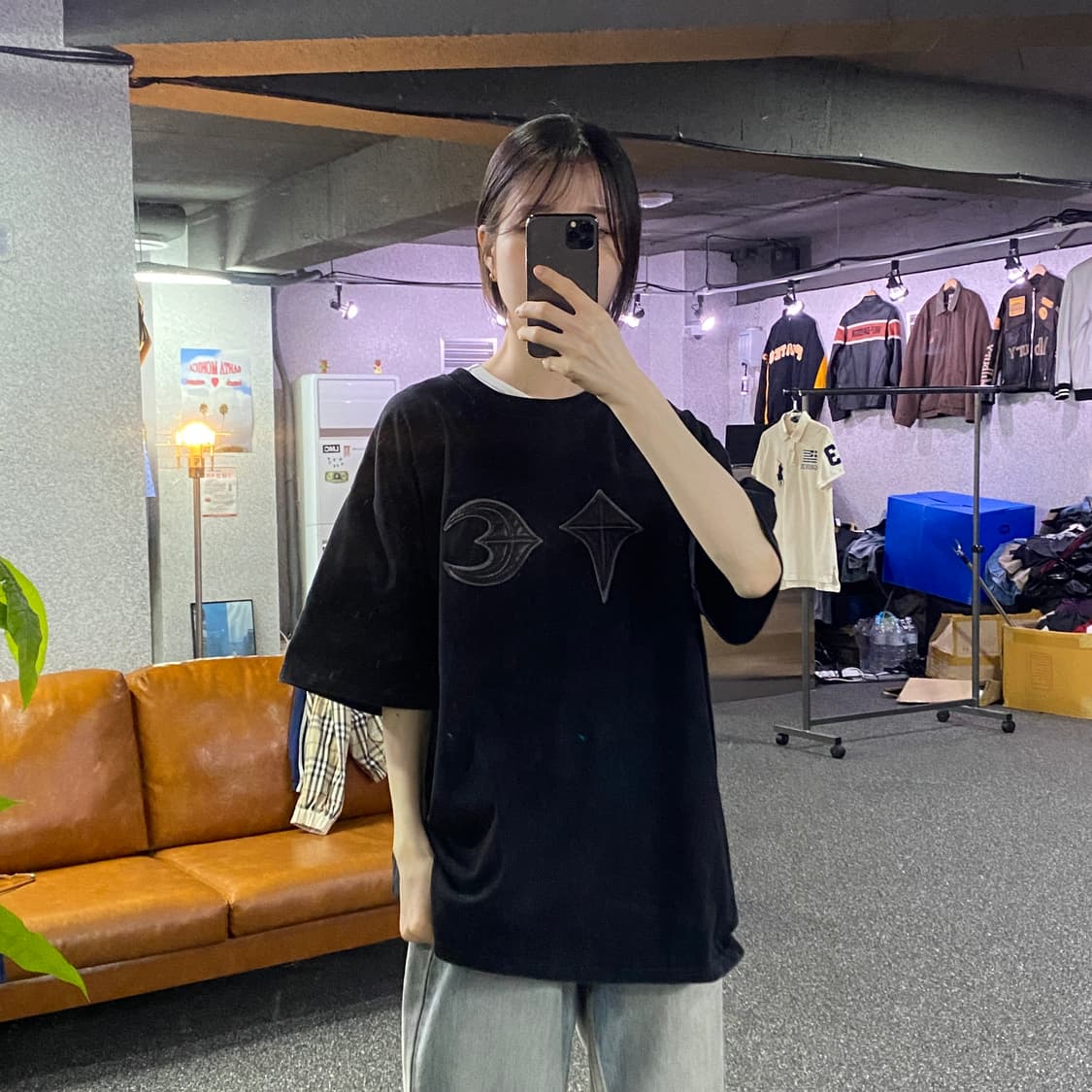 떠그클럽 레더패치 빅로고 블랙 반팔티 B5043 상품이미지1