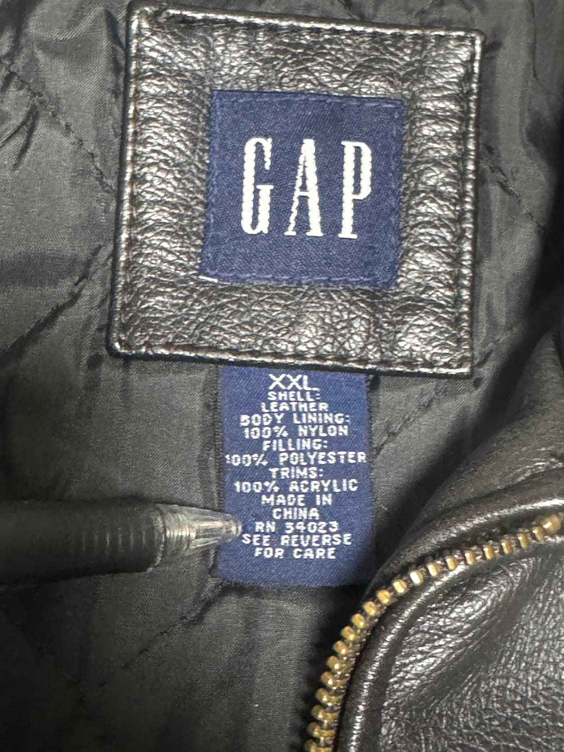 [XXL] 90'S OLD GAP 올드갭 레더 블루종 다크브라운 상품이미지6