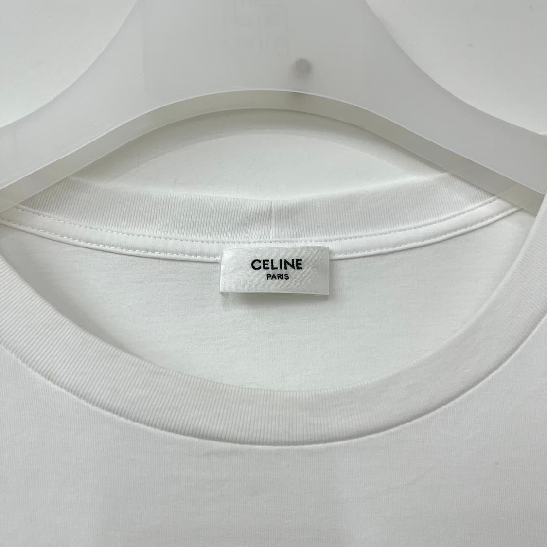 CELINE 셀린느 로고 화이트 코튼 루즈 티셔츠 상품이미지5