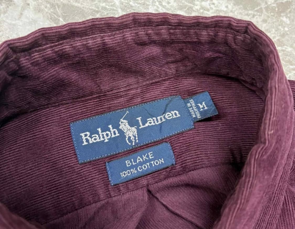 폴로 랄프로렌 버건디 코듀로이 맨즈라인 셔츠(M) 상품이미지2