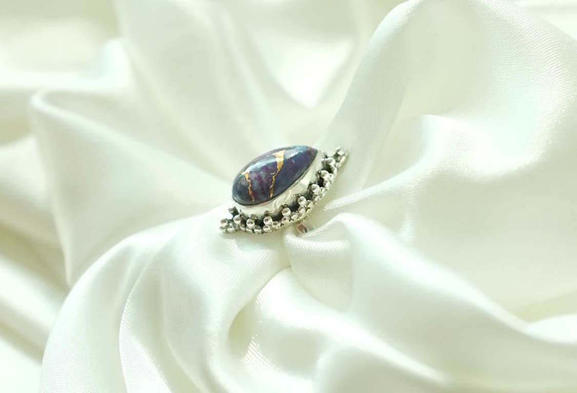 퍼플 코퍼 터키석 천연석 원석 925실버 순은반지  상품이미지8