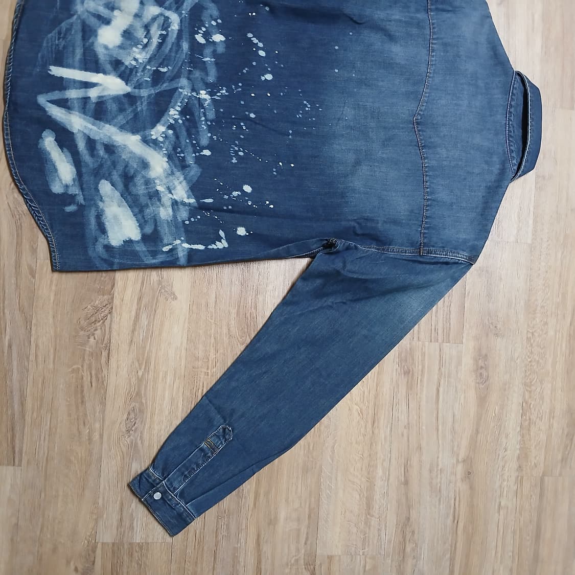 택붙은 미사용 웨스턴 워싱 데님 페인팅 셔츠 청남방  남방 상품이미지7