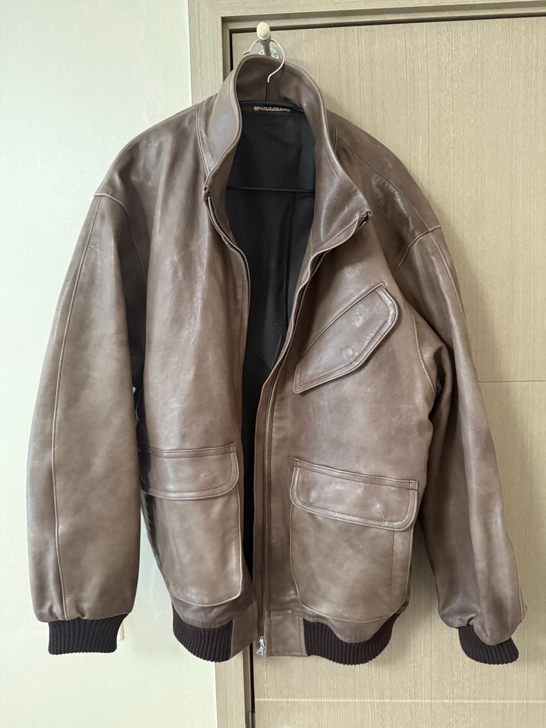 오라리 헤비 램 레더 블루종 다크브라운 4사이즈 상품이미지4