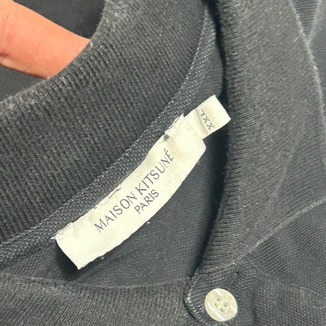 XXL 메종키츠네 폭스헤드  블랙 카라 반팔티 상품이미지4