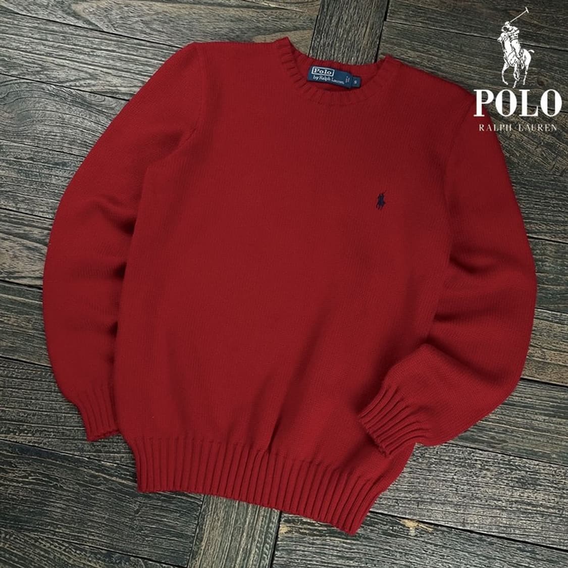 [폴로 랄프로렌] 포니 로고 자수 빈티지 코튼 니트 레드 M19086 상품이미지1