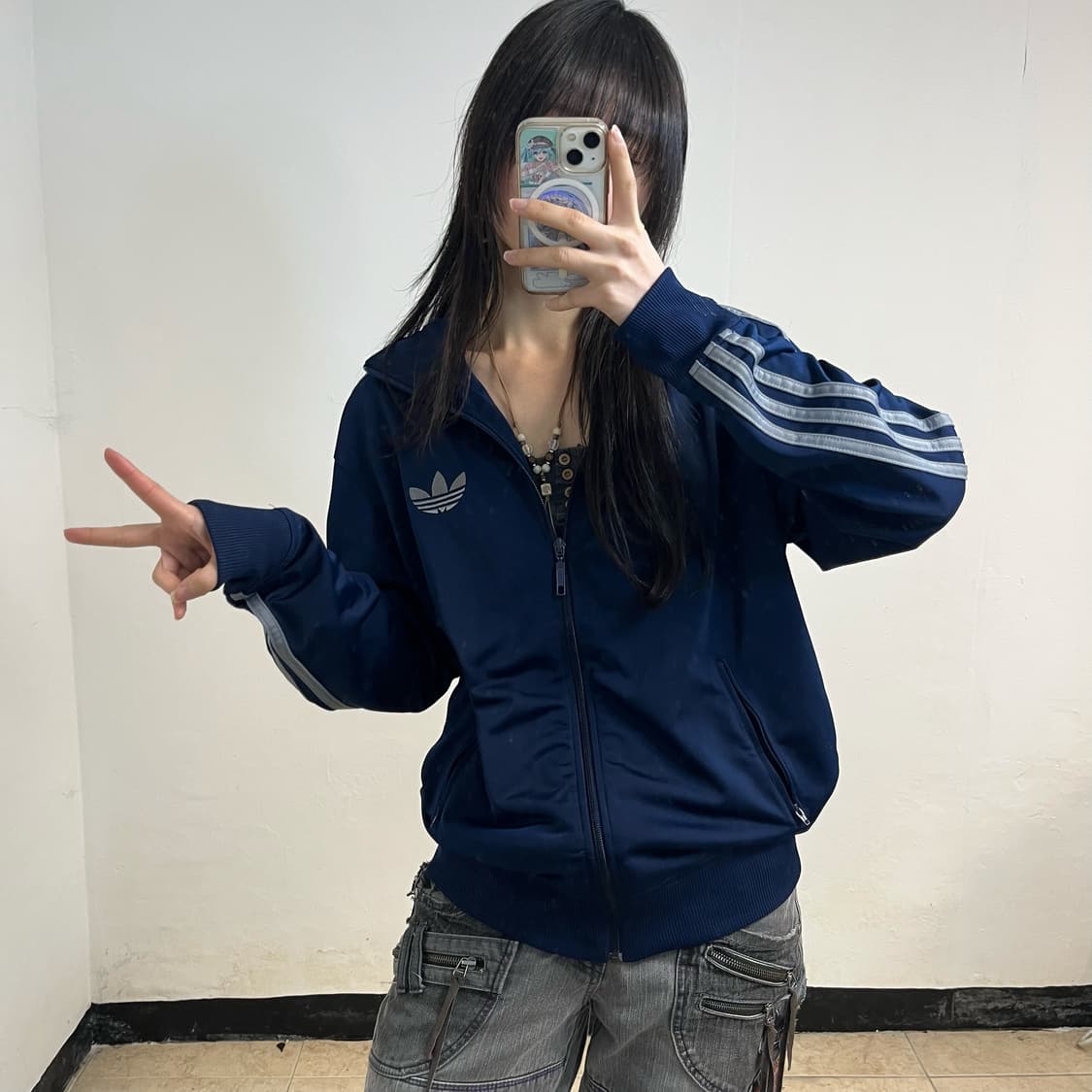 Adidas navy grey Firebird jersey 상품이미지2