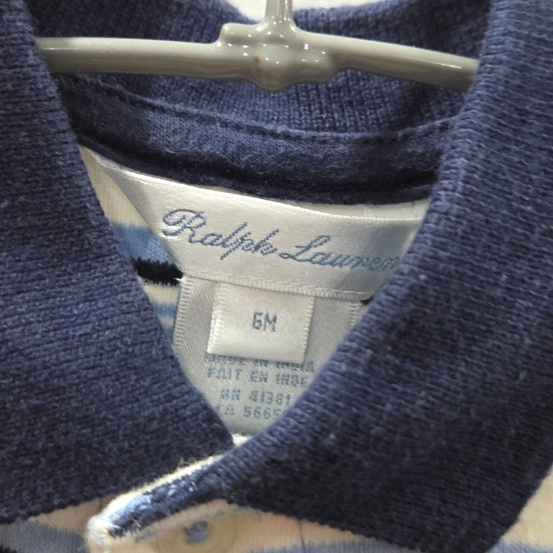 폴로랄프로렌 키즈 코튼 카라 스트라이프 바디수트 6M 상품이미지3