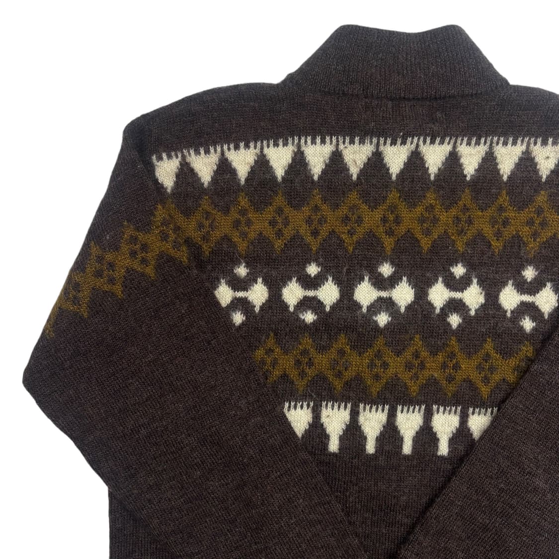 빈티지 에스닉 패턴 반집업 울 니트 스웨터 L 상품이미지5