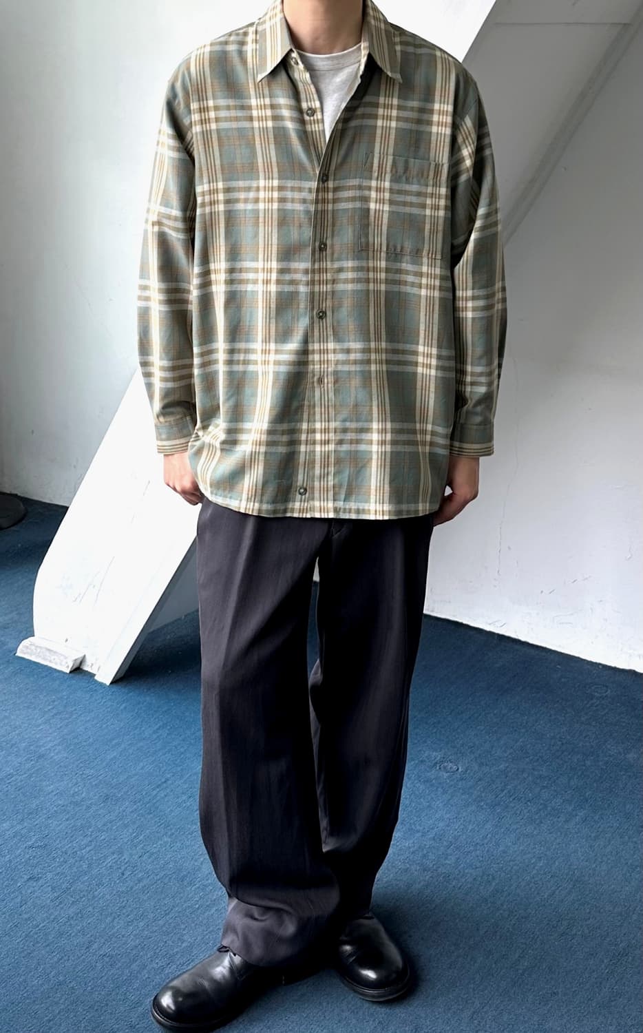 Cotton poly multi check design shirt 상품이미지5