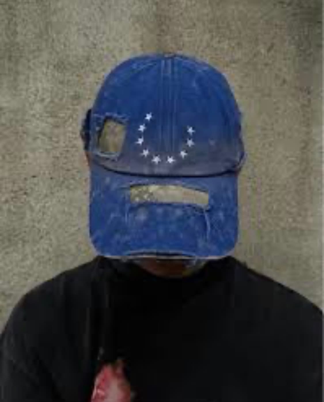 TECNINEGROUP 카모 디스트레스드 패널 스타 자수 캡 상품이미지1