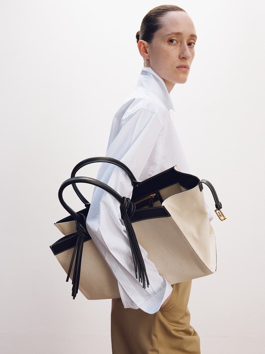 렉토 이비자 캔버스 라지 토드백 에크루 상품이미지3