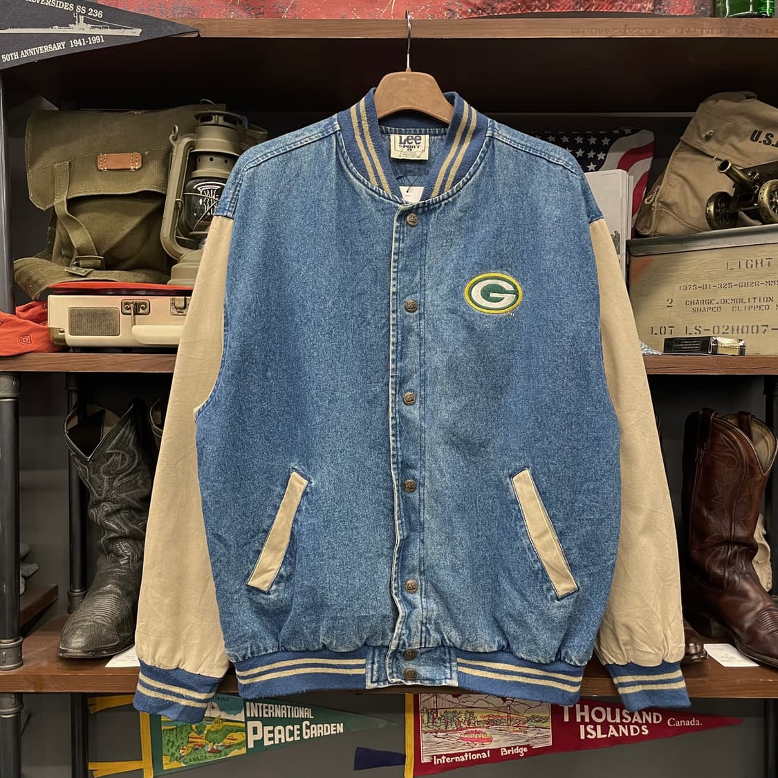 Lee 스포츠 그린베이 패커스 NFL 팀 데님 바시티 자켓 상품이미지2