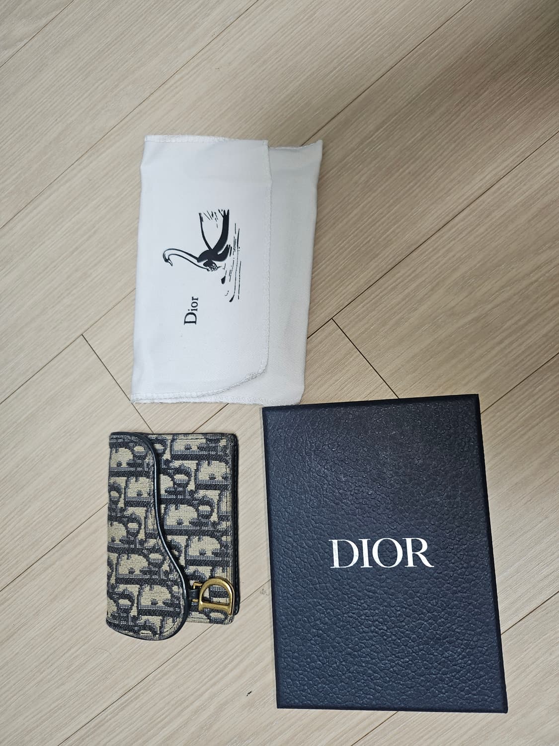 디올 새들 카드 홀더 블루 디올 오블리크 자카드 상품이미지1