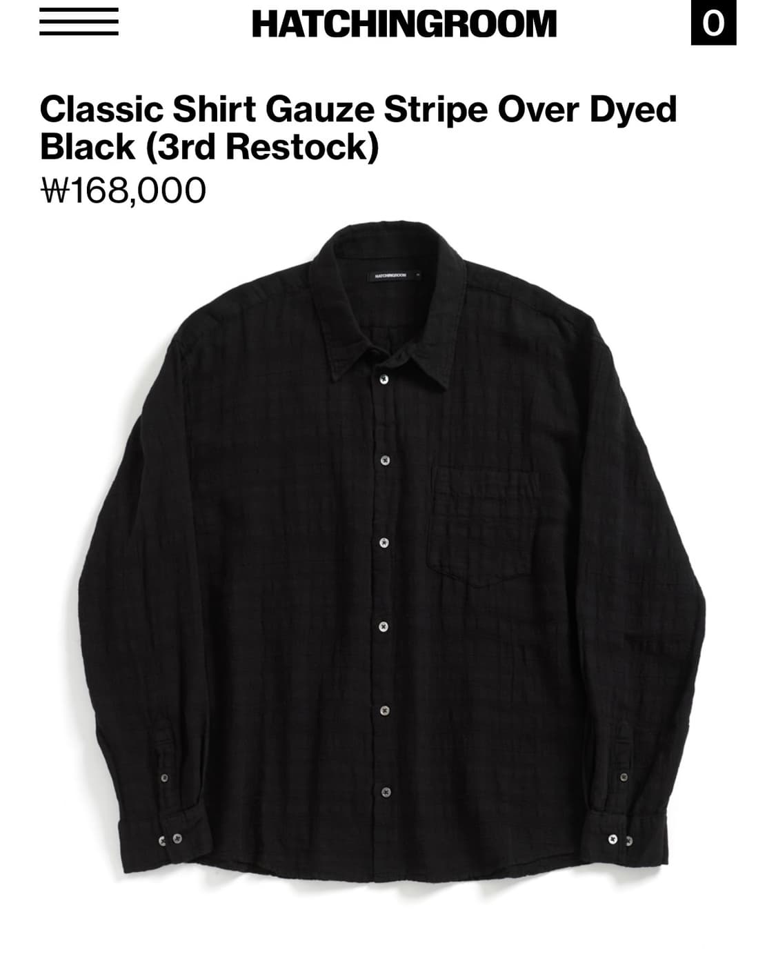 [3]해칭룸 클래식 셔츠 거즈 스트라이프 블랙 상품이미지1