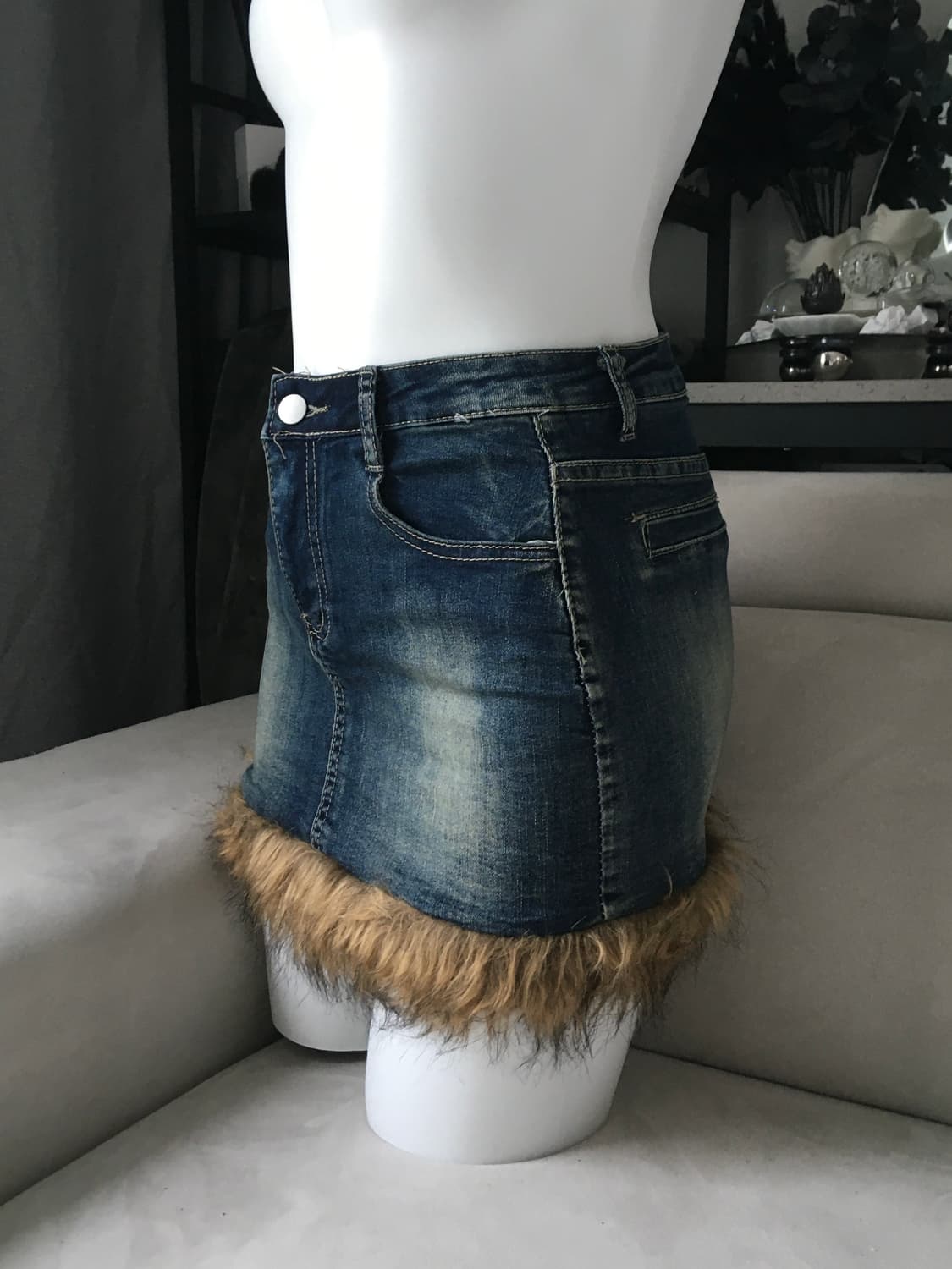 ༒ furry denim skirt 상품이미지4