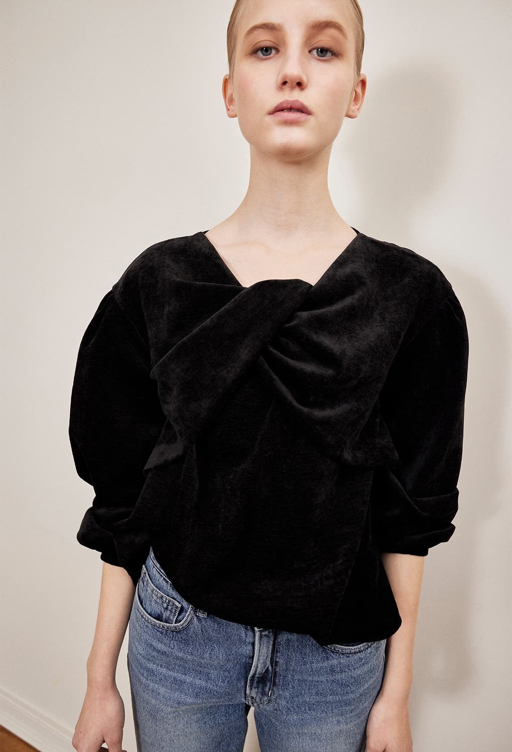 오르 Orr 벨벳 리본 블라우스 M 상품이미지1