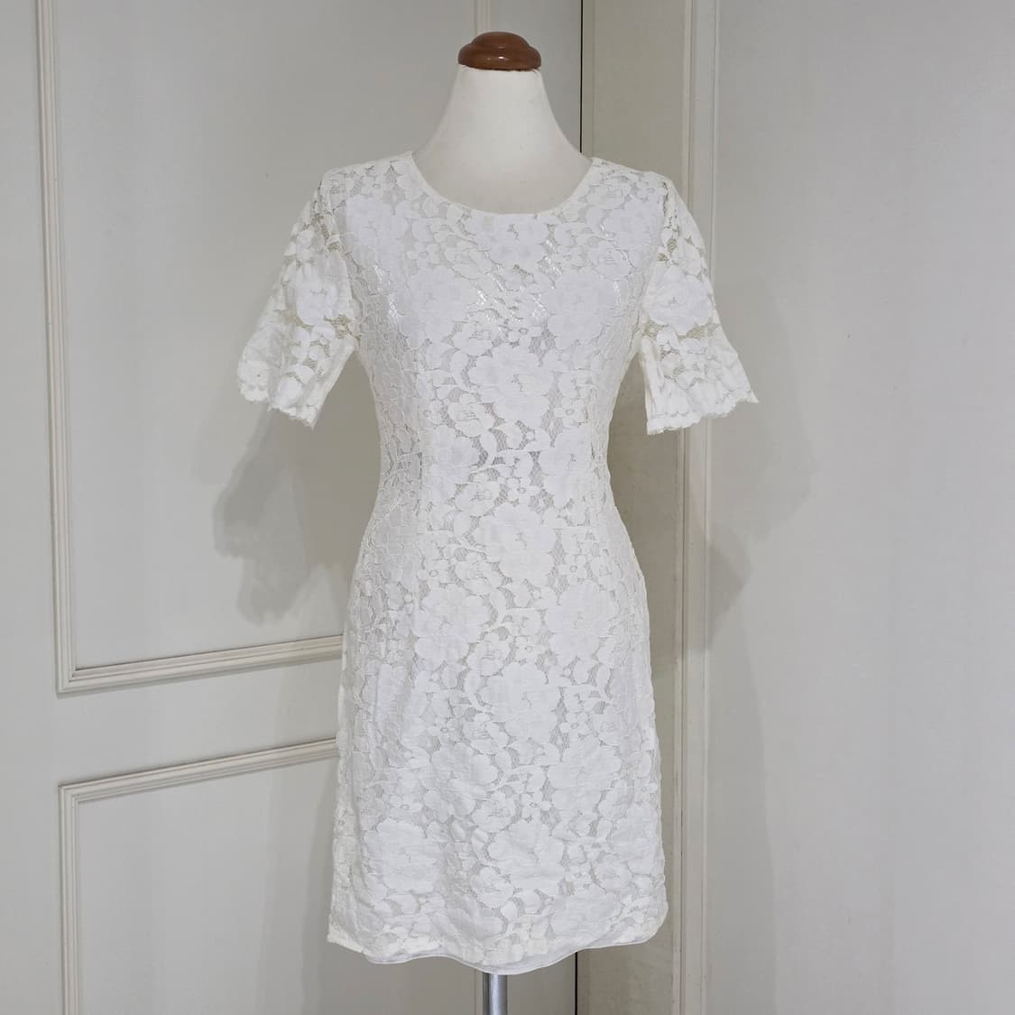 일본빈티지)셀프웨딩st 히메갸루 양산형 화이트 레이스 미니원피스 상품이미지2