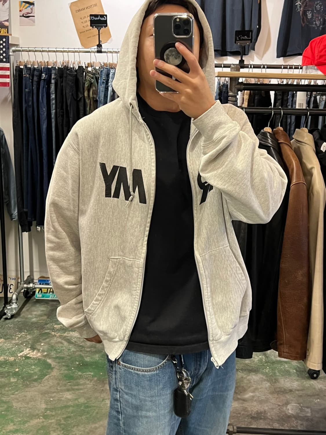 [XL] 미군 ARMY 후드집업 PFU 빈티지 그레이 후드 집업 상품이미지3