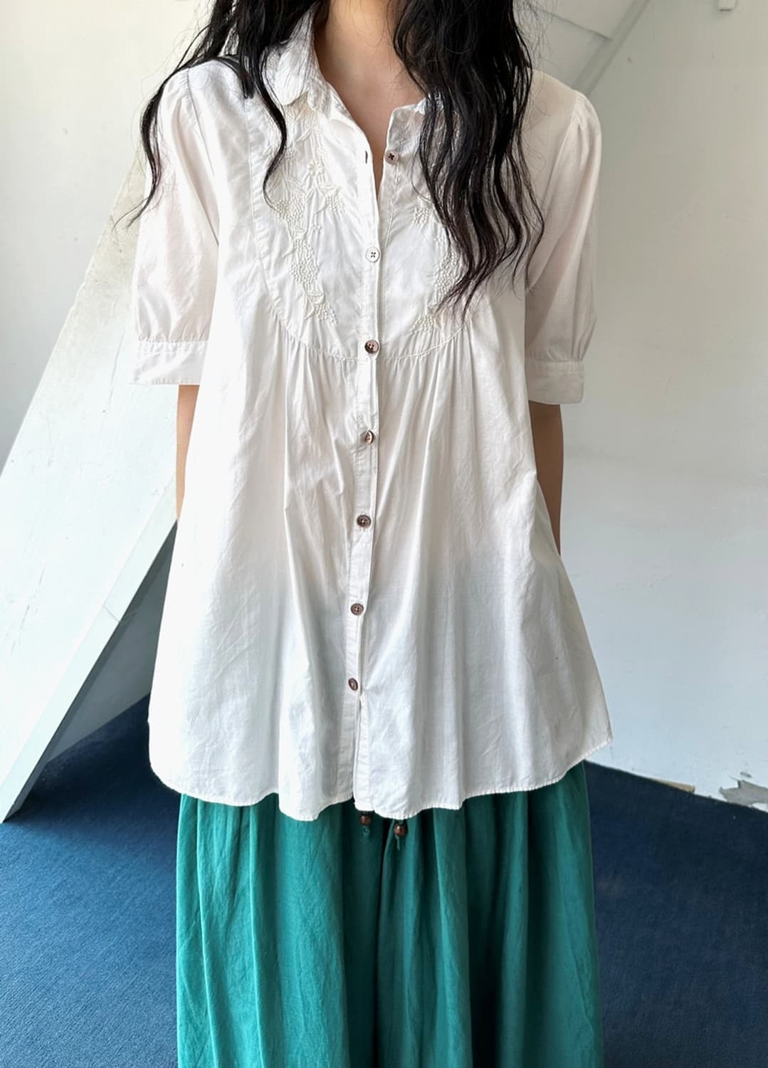 Light cotton shirred stitch design loose 상품이미지10