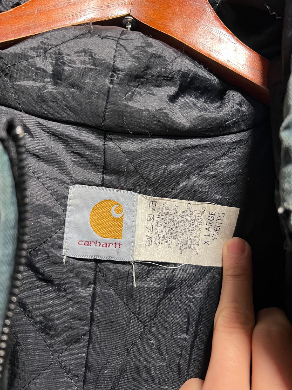 [M]90's 칼하트 USA 빈티지 워싱 헌터그린 캔버스 액티브 워크자켓 상품이미지2