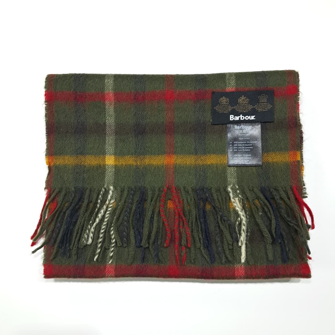 MX584 바버 램스울캐시미어 타탄체크 올리브 머플러 목도리 상품이미지6