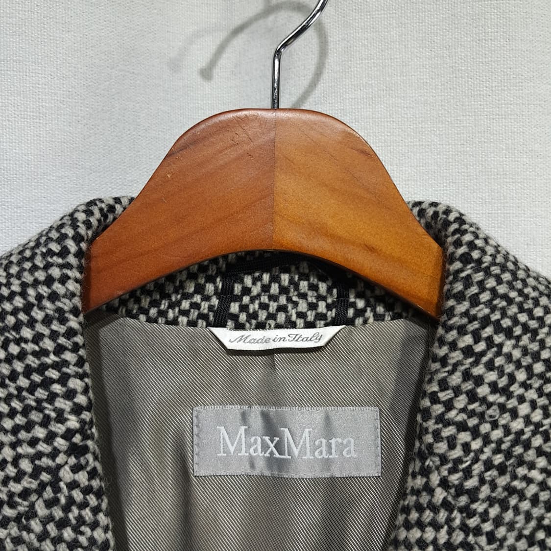 CN858W M 막스마라 버진울 모노 체크 롱 코트 상품이미지5