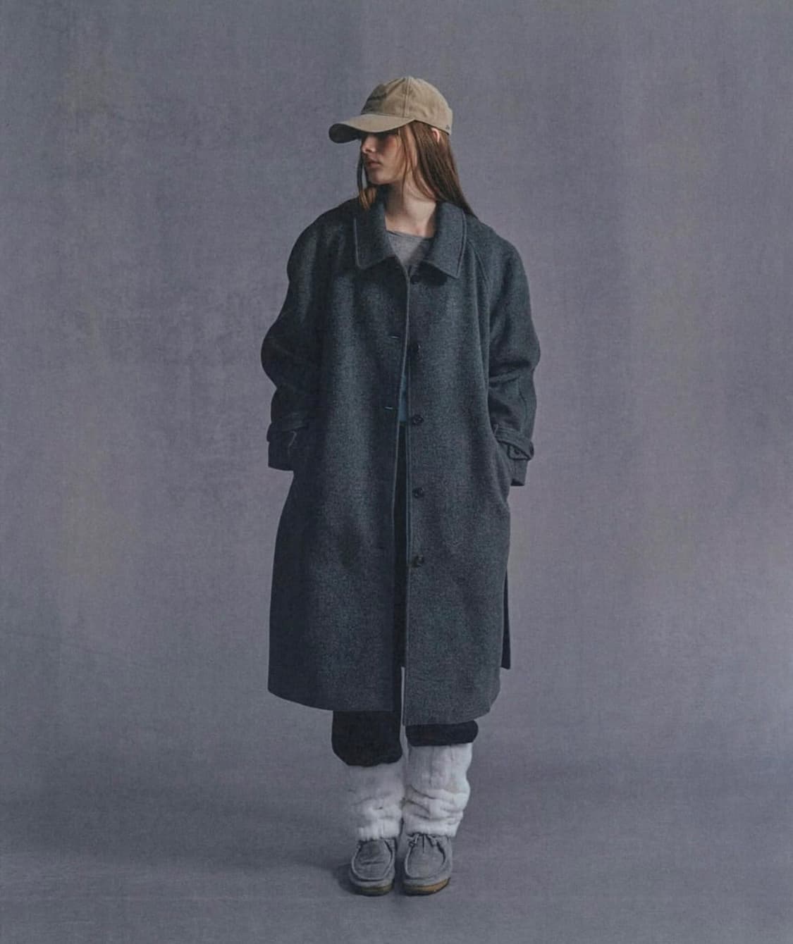 [새상품] 타낫 래글런 캐시미어 롱코트 차콜 상품이미지1