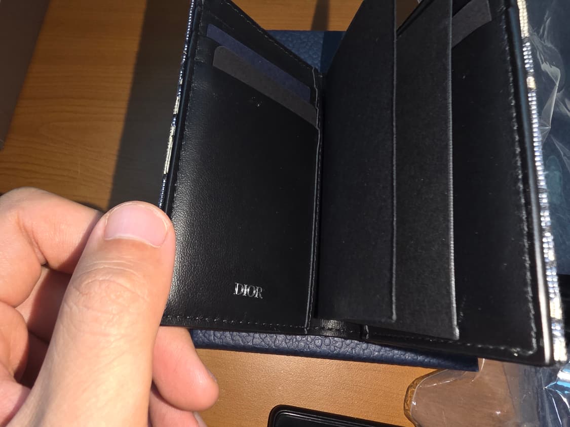 디올 2단 카드 홀더 베이지 & 블랙 디올 오블리크 자카드 상품이미지3