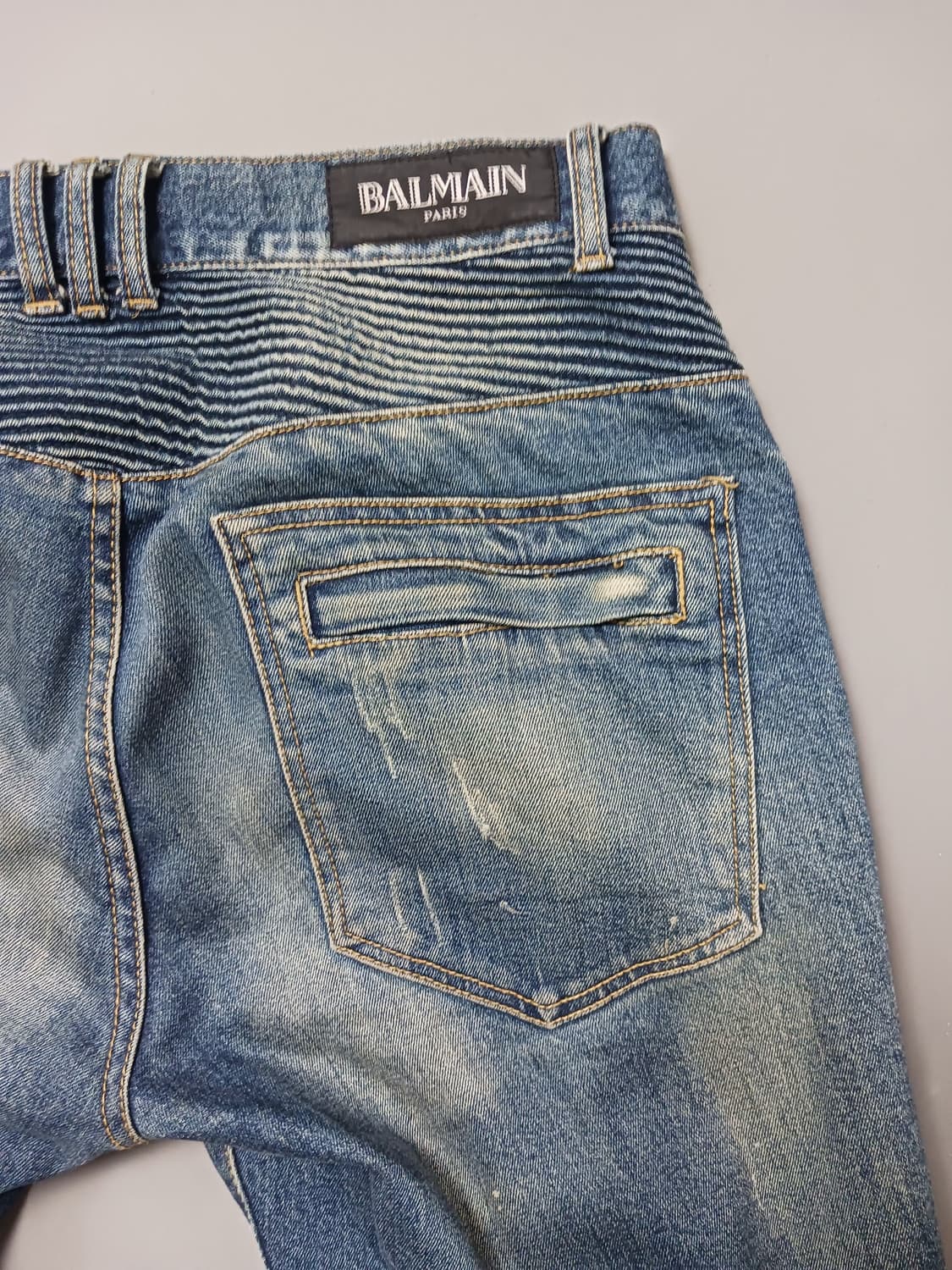 [34] 발망 화이트페인팅 바이커진 청바지 상품이미지9