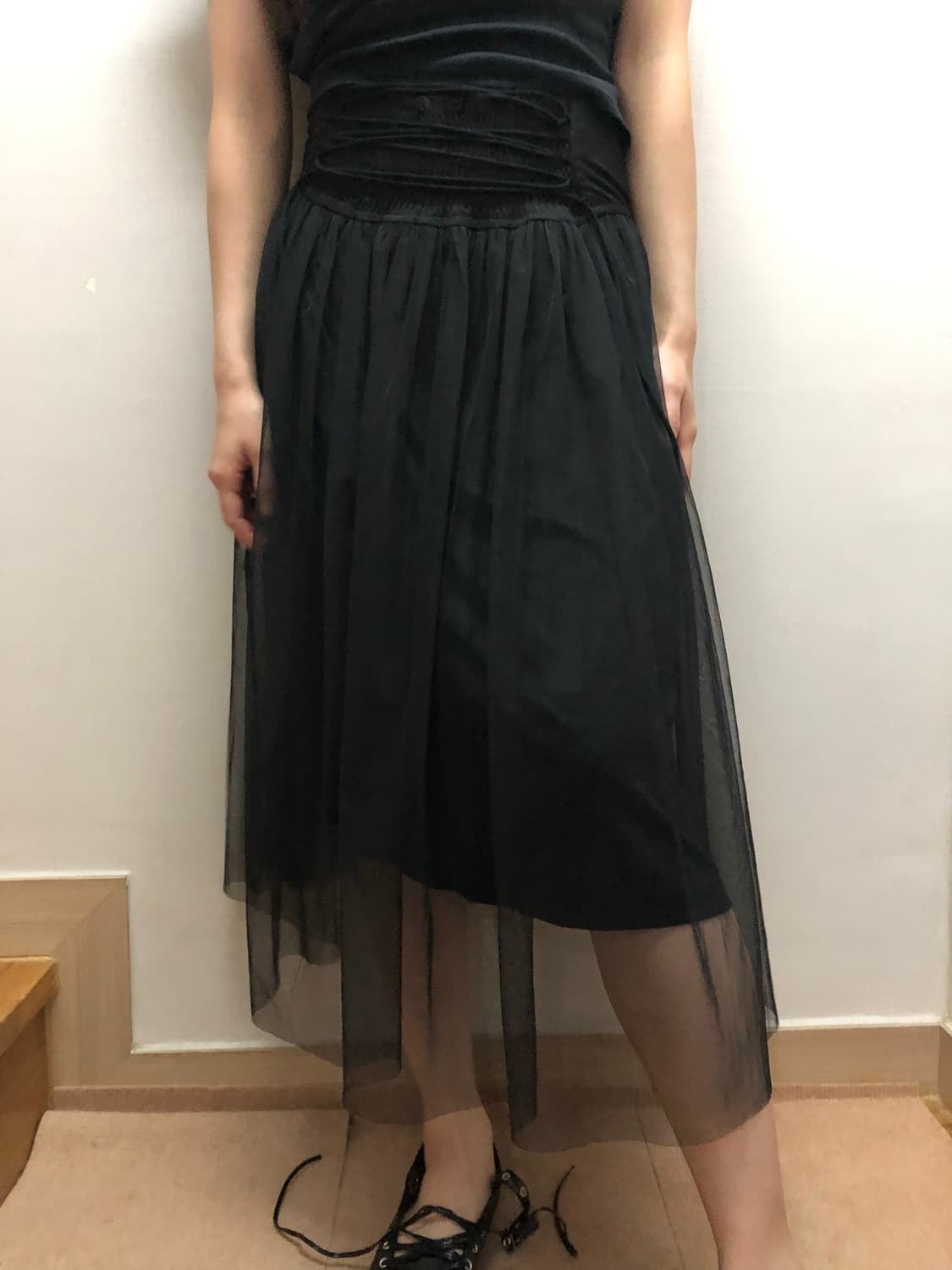 빈티지 블랙 아일렛 레이스 스커트 상품이미지3