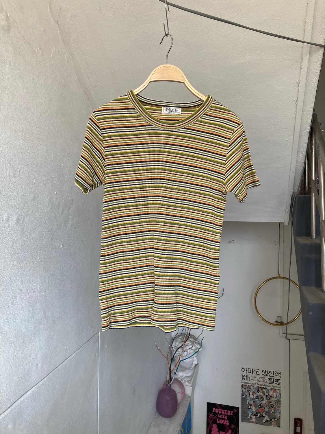 봄느낌 완두콩 스트라이프 반팔 니트 상품이미지1