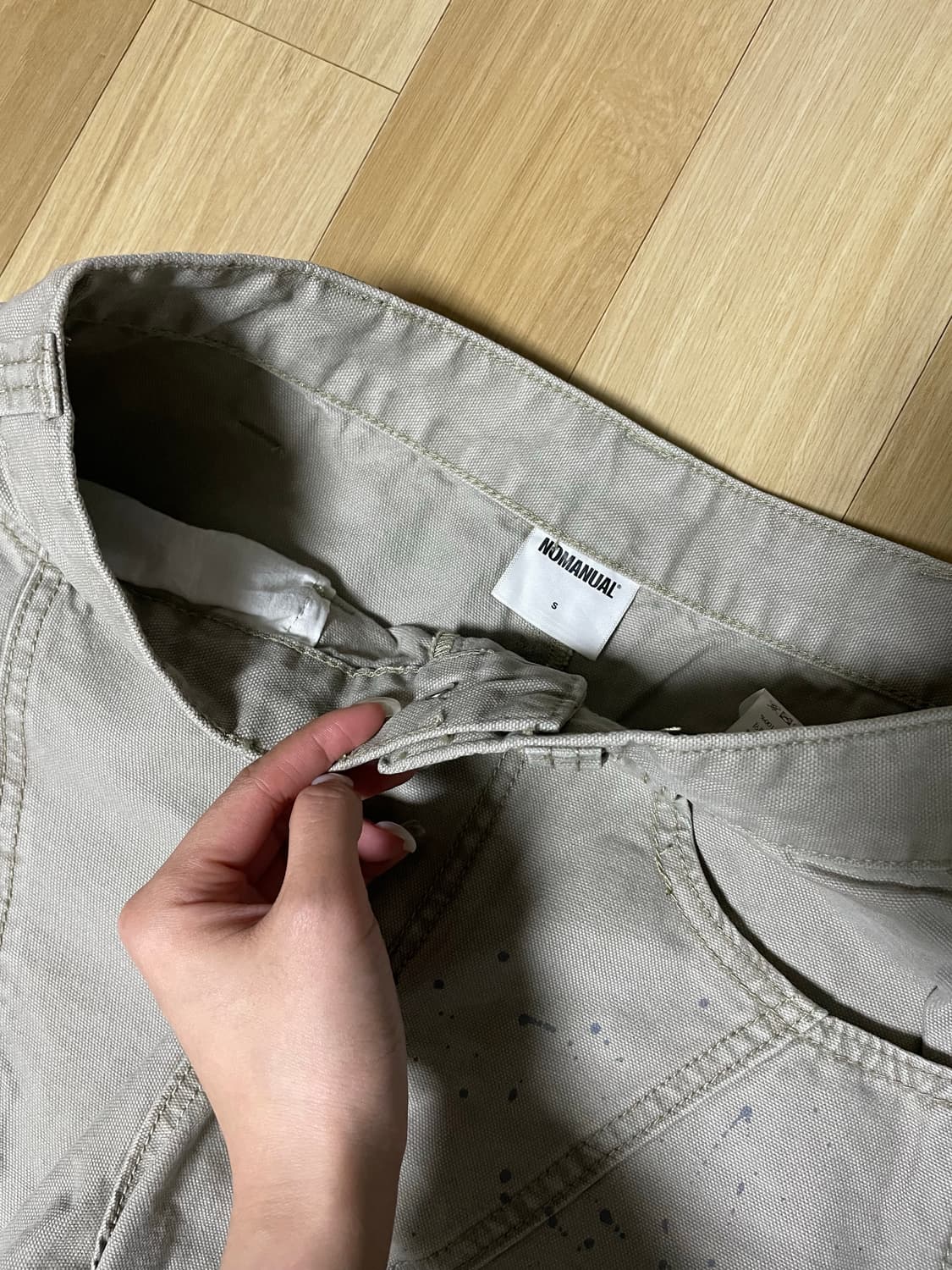 노매뉴얼 페인티드 더블니 팬츠 워시드베이지 S[29] 상품이미지4