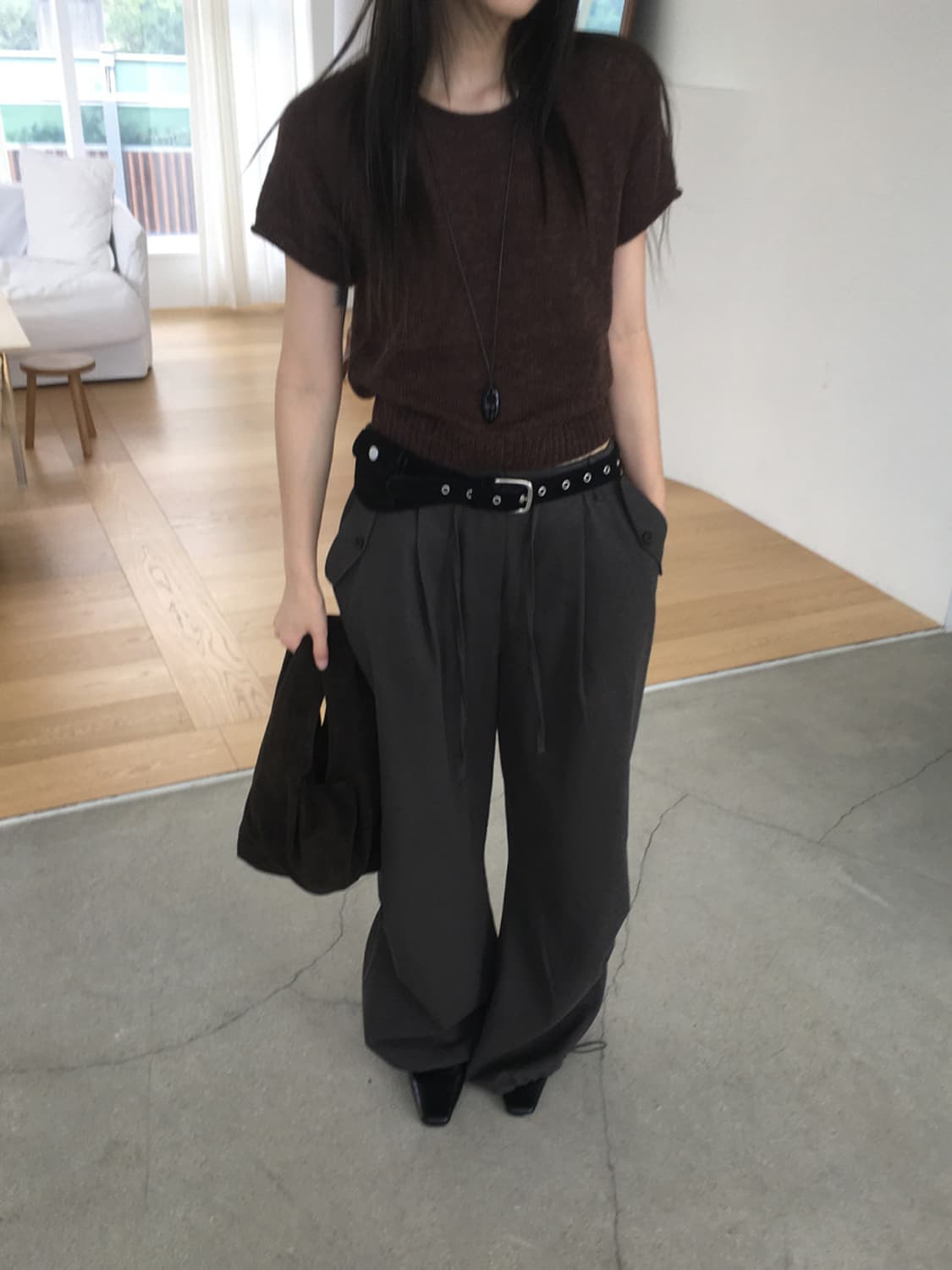 미엔느 mienne 포키 스웨이드 벨트백 상품이미지2