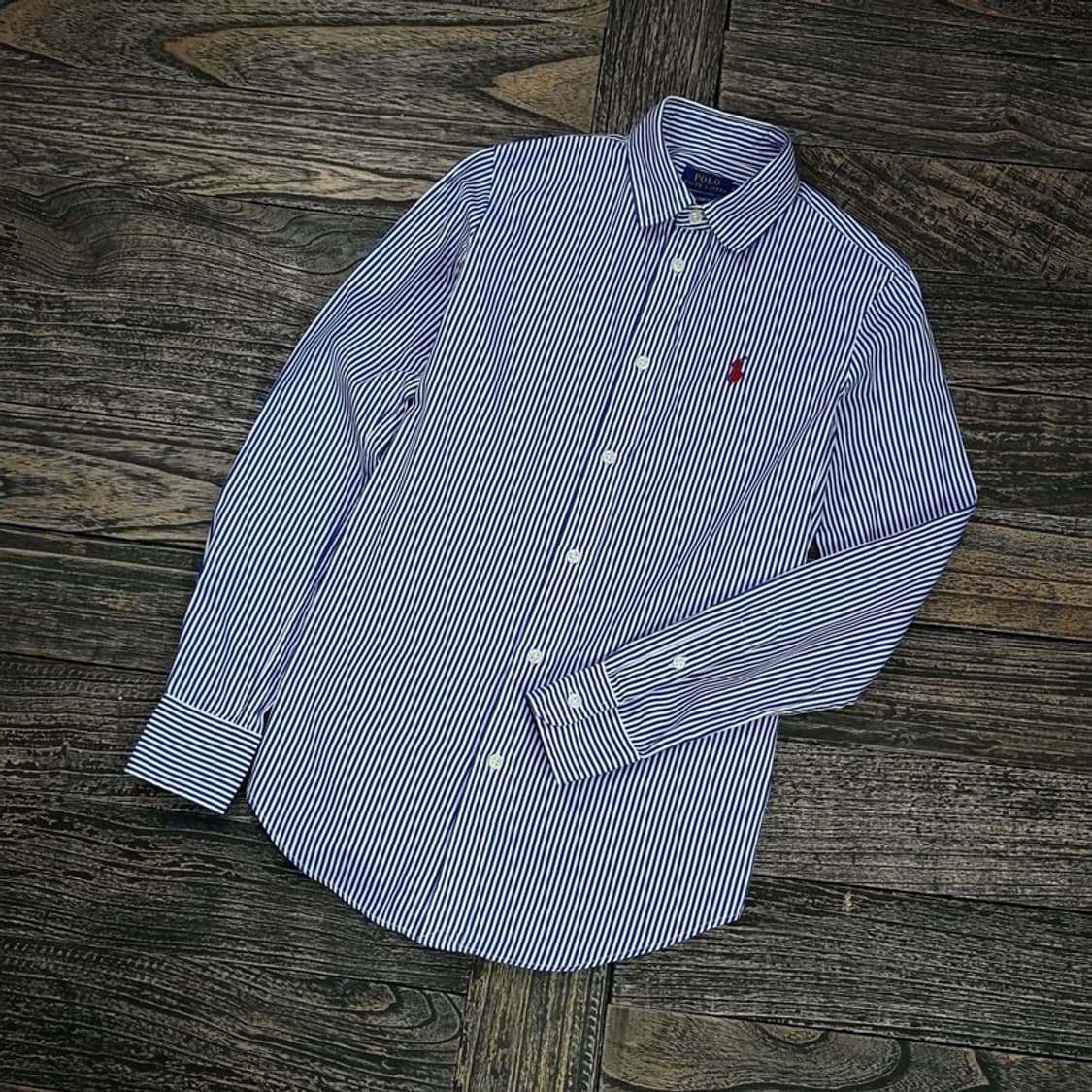 폴로 랄프로렌 포니 로고 자수 스트라이프 셔츠 블루 M16529 상품이미지1