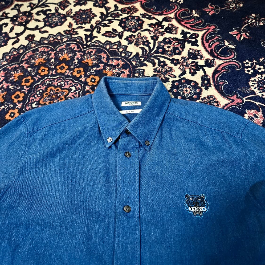 겐조(KENZO) 버진울 코튼 혼방 시그니쳐 로고 버튼다운 셔츠 상품이미지1