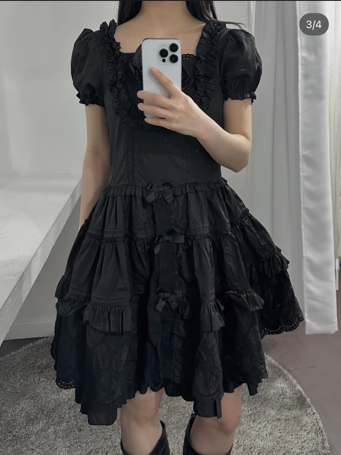 body line goth ruffle ribbon dress 상품이미지3