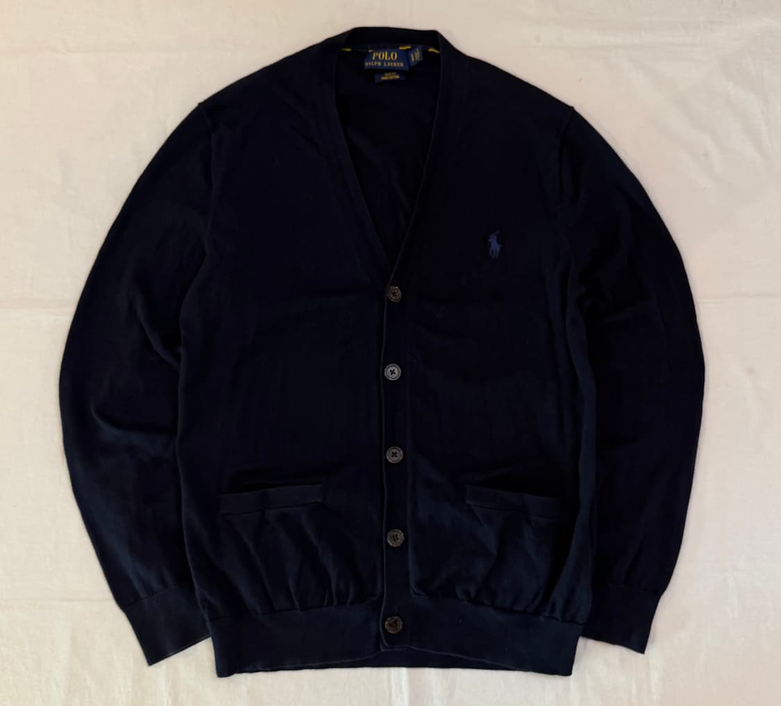 폴로 랄프로렌 브이넥 코튼 니트 가디건 네이비 상품이미지1